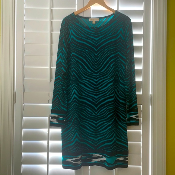 MICHAEL Michael Kors Dresses & Skirts - Michael Kors | teal zebra stretch shift dress |  XL